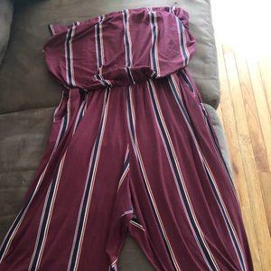 Women's striped tube top style jumpsuit